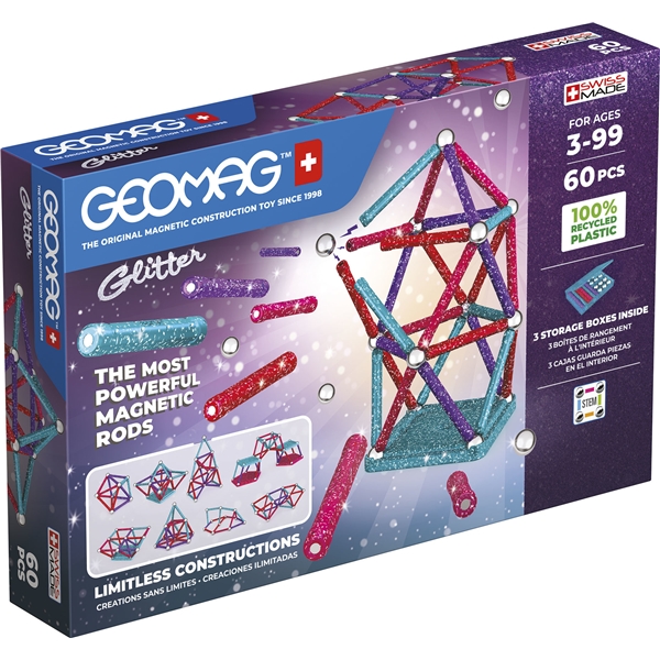 Geomag Glitter Recycled 60 Delar