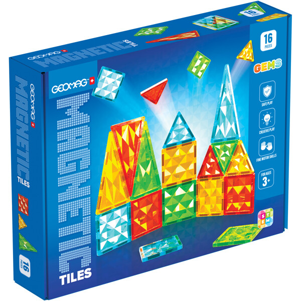 Geomag Magnetic Tiles Gems 16 Delar